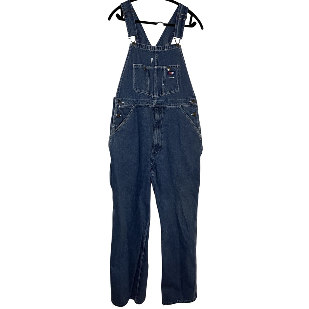 USA Works Mens Denim Overalls Blue Workwear Bib Carpenter Pants 35x31